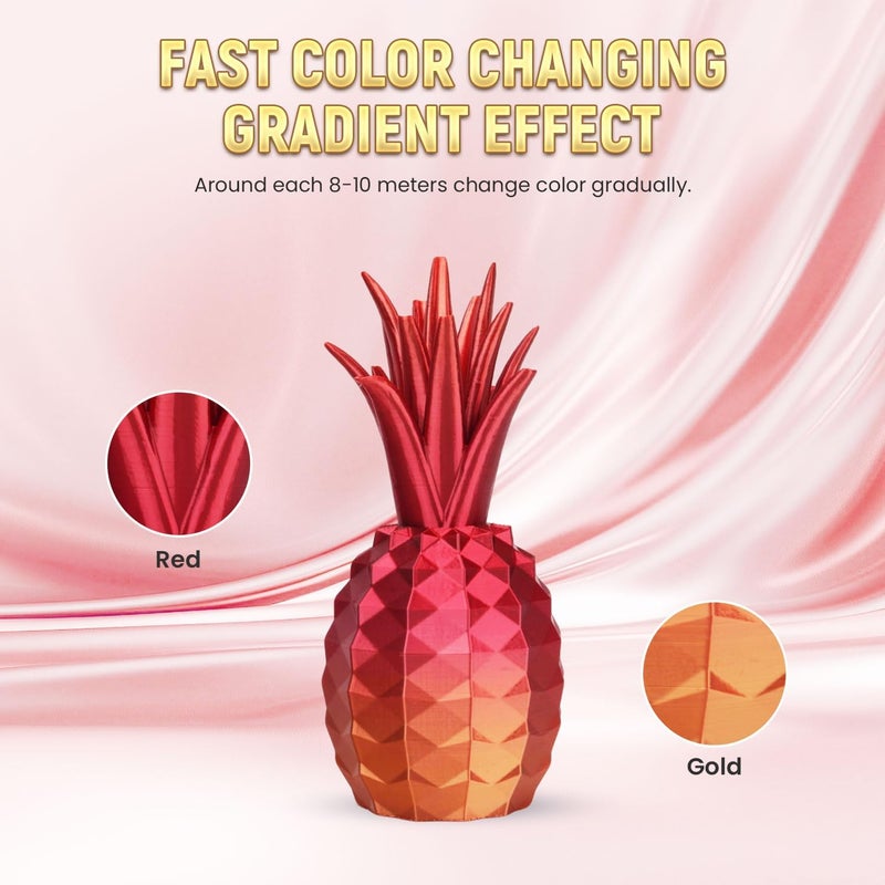 FLASHFORGE Silk PLA Gradient Gold to Red Filament, Silk Multicolored Color Change 3D Printing Filament, Gold Red Shiny Fast Color-Changing Each 8M Gradually, Silky Texture & Ultra-High Glossiness - Image 3